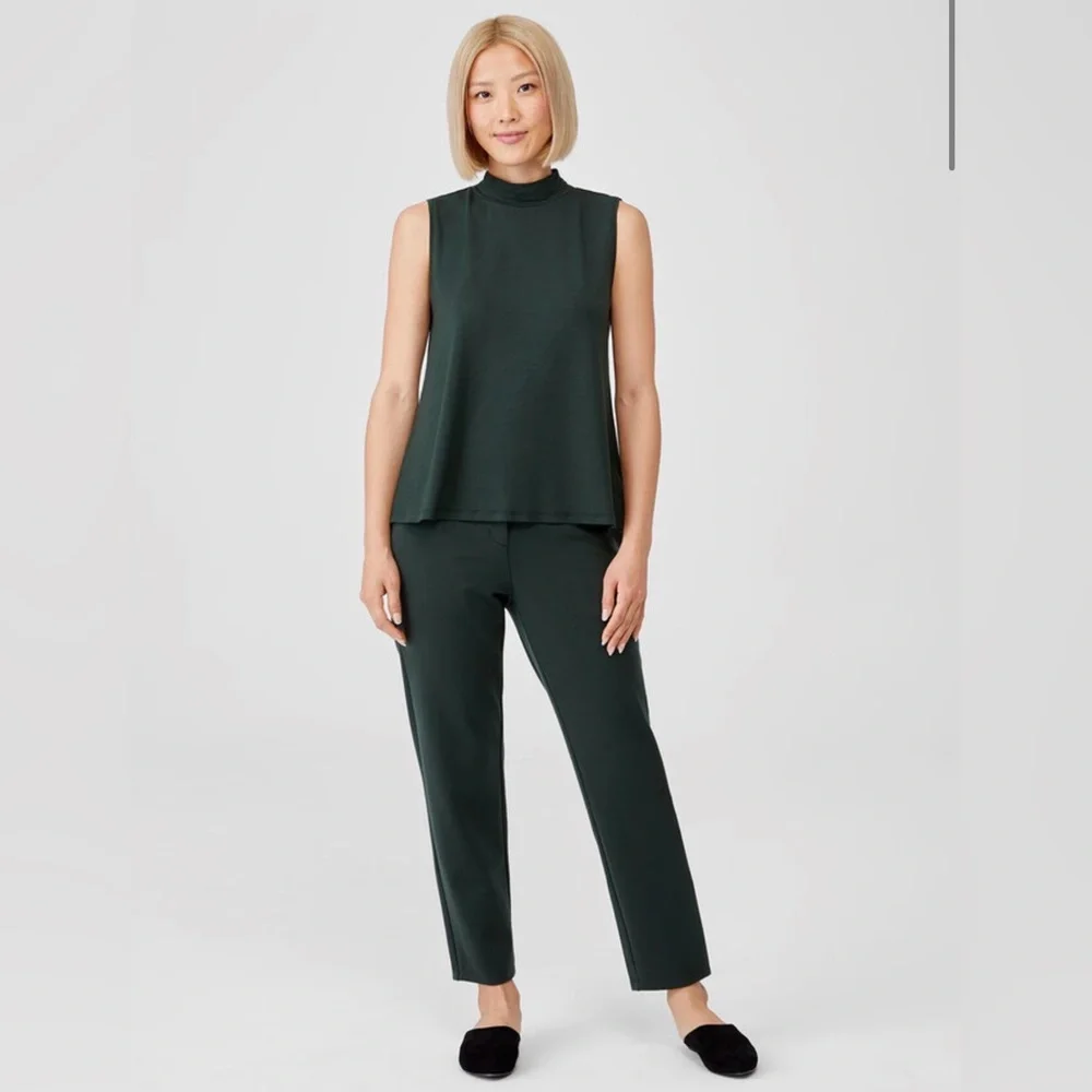 Eileen Fisher slouchy ankle pants High-Waist Straight-Leg in Deep Ivy Green NWT